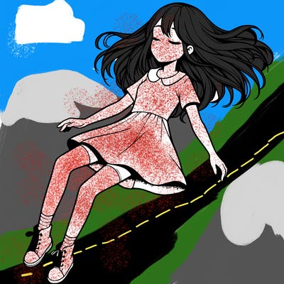 realistic girl floating