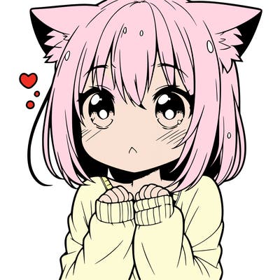 shy anime catgirl
