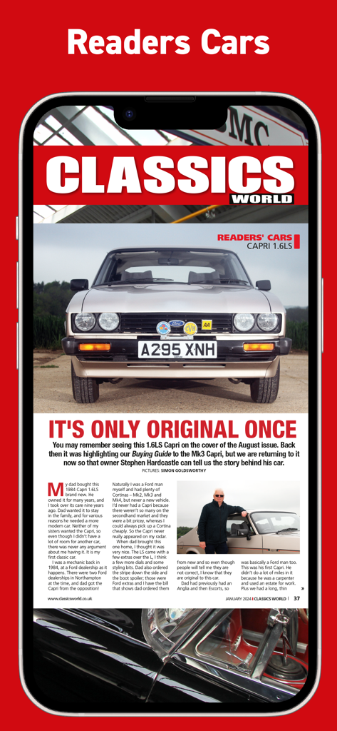 Classics World Magazine - Classics World Magazine app featuring a classic Ford Capri restoration story