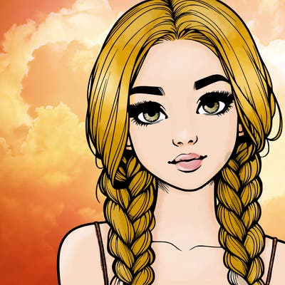 realistic girl with braids