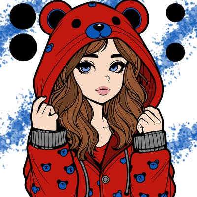 realistic girl in a animal pjs hoodie