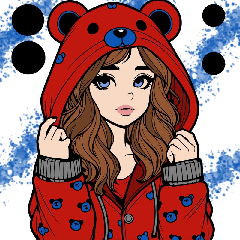 realistic girl in a animal pjs hoodie