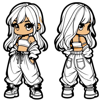 girl in crop top and baggy pants