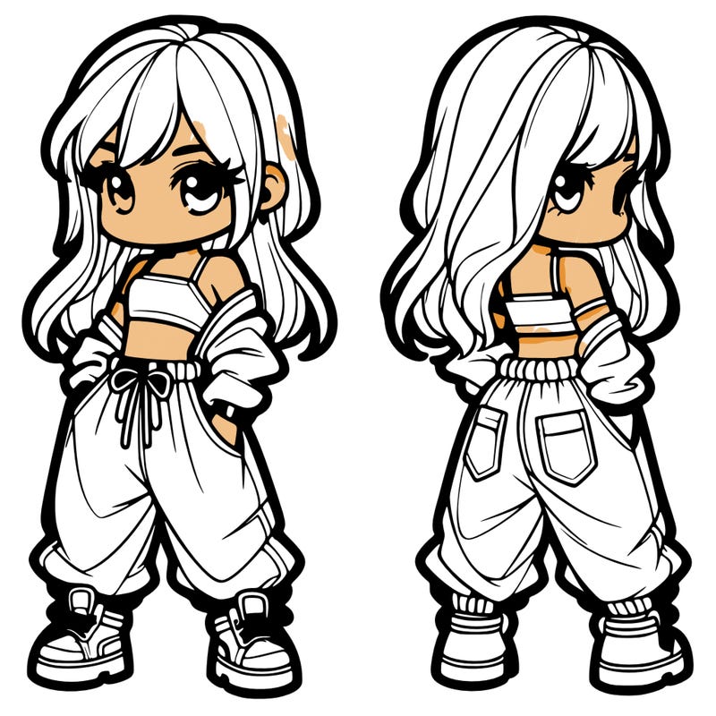 girl in crop top and baggy pants