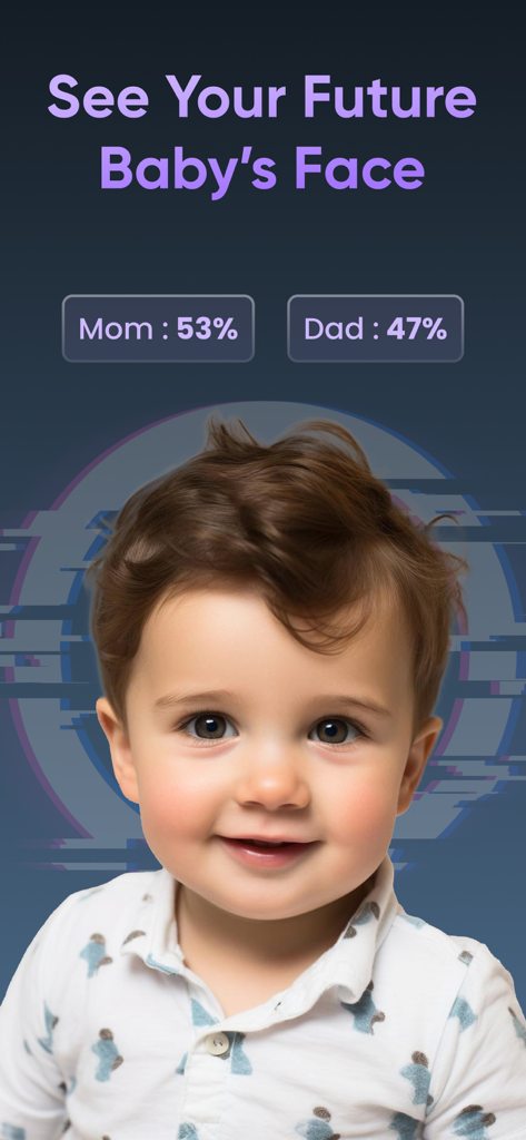 AI generated image of a future baby boy with genetic percentage indicators for parents