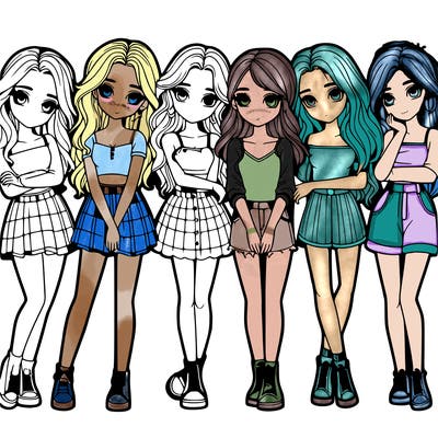 a group of girls realistic