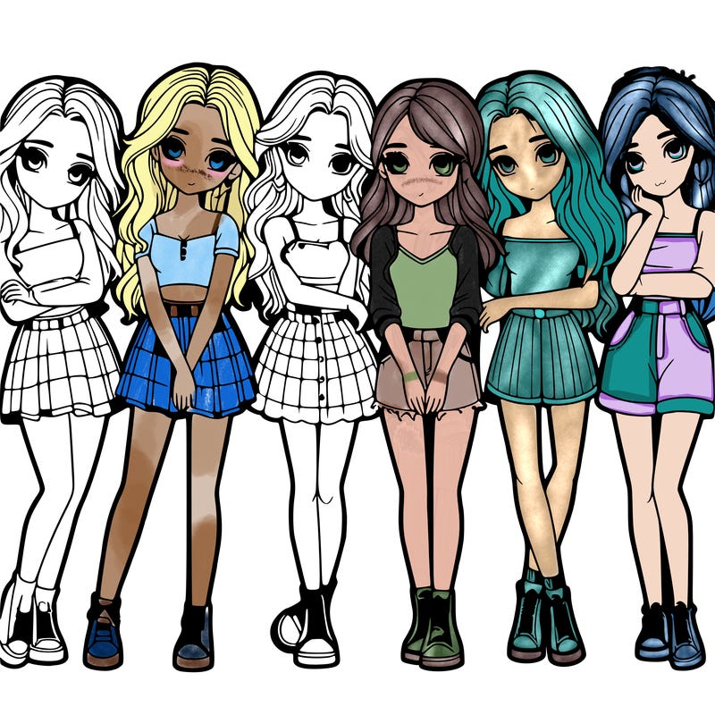 a group of girls realistic