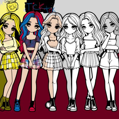 a group of girls realistic