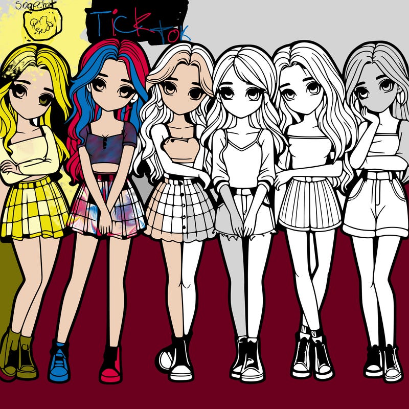 a group of girls realistic