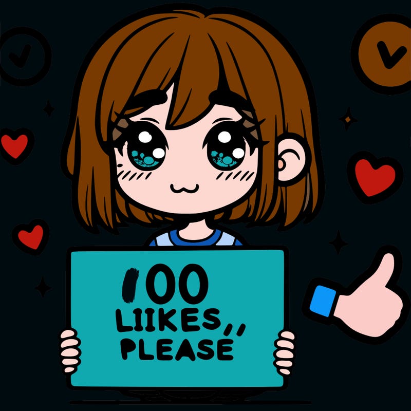 a girl with a sign saying 100 likes, please