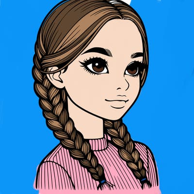 realistic girl with braids