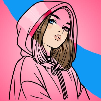 a realistic girl in a hoodie