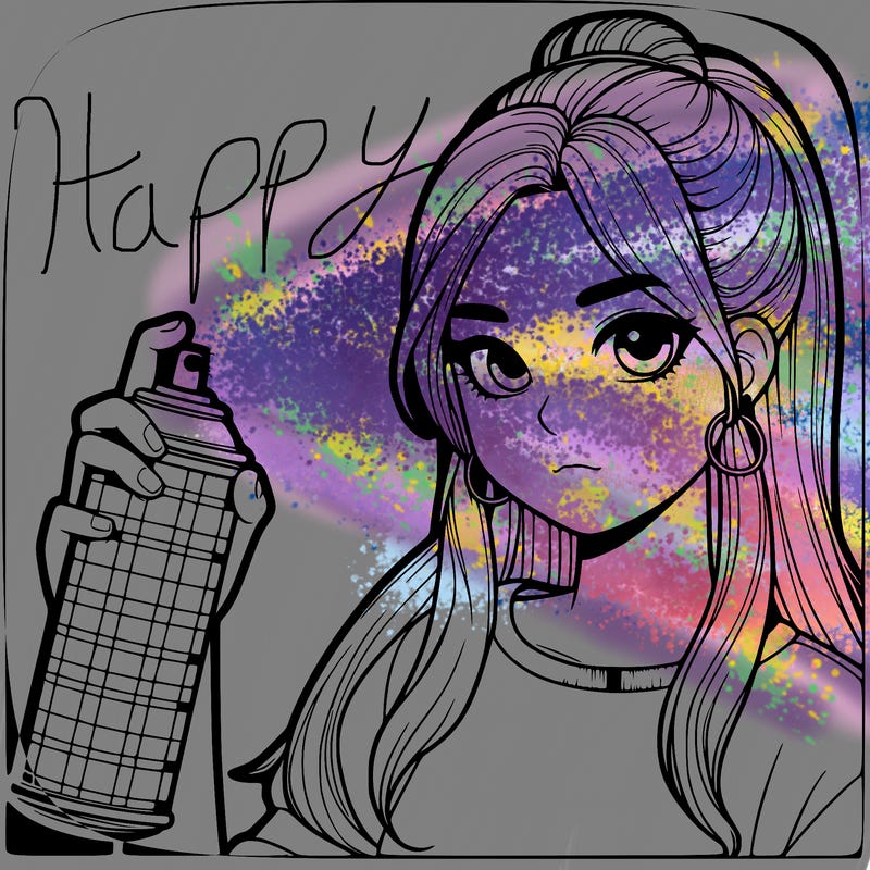 a realistic girl spray, painting