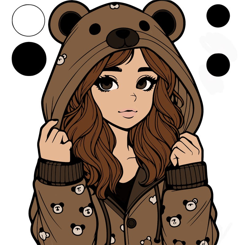 realistic girl in a animal pjs hoodie