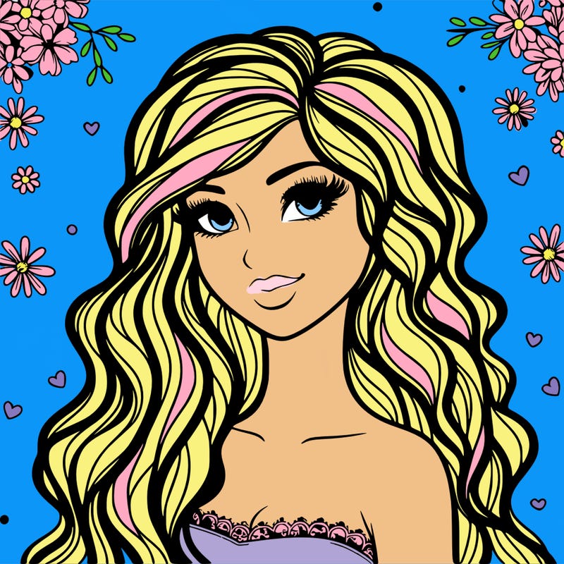 pretty woman with long wavy hair