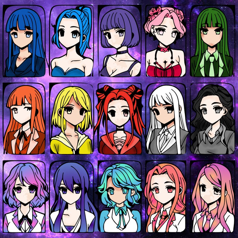 girls that look diffrent anime