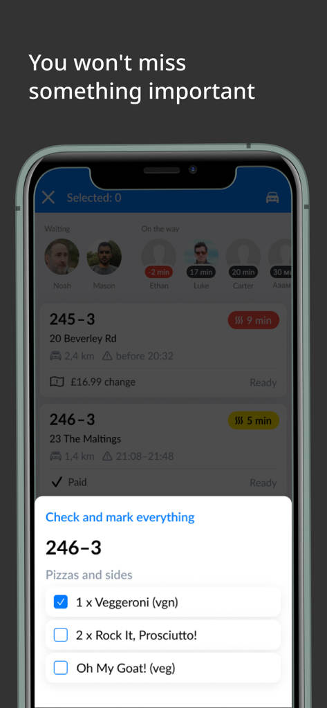 Додо Курьер - A screenshot of the Dodo Courier app showing an order item checklist for delivery