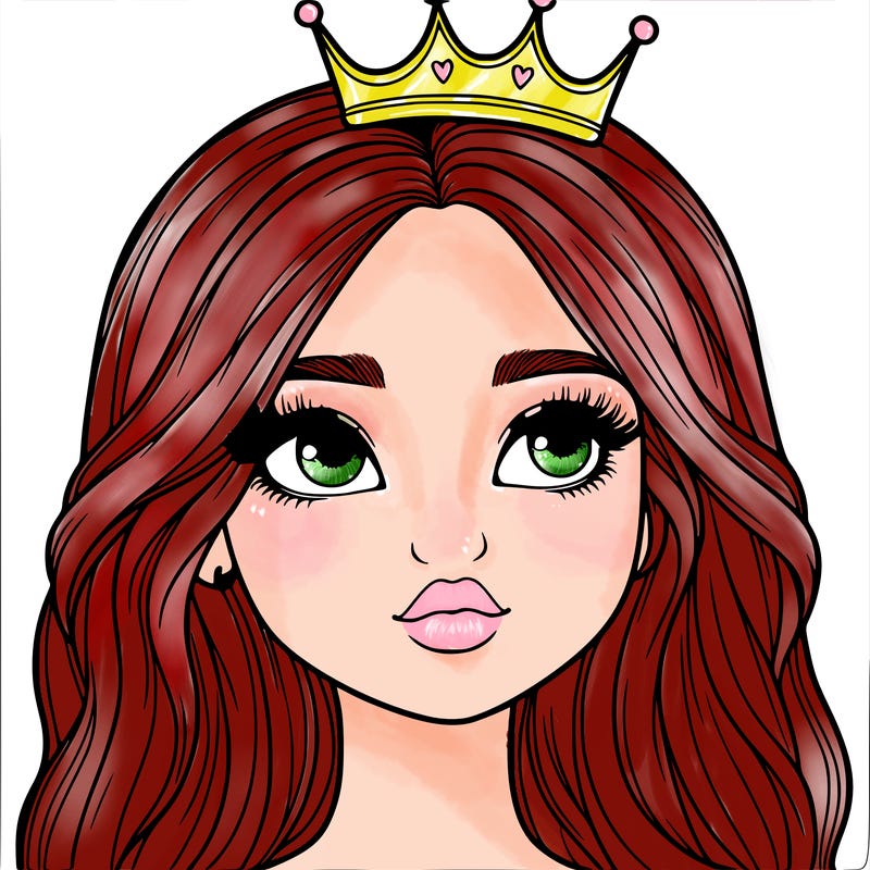 a realistic girl with a crown on