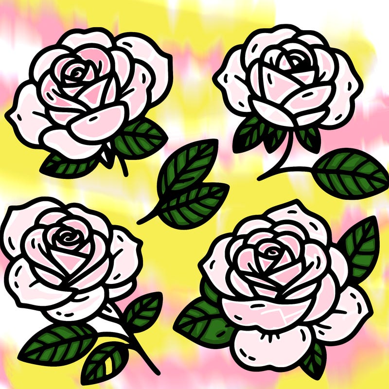 cute four pieces roses