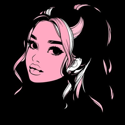 realistic girl with a ponytail on her hair and lips