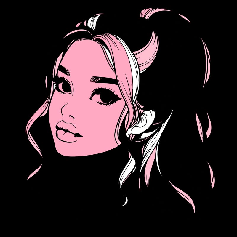 realistic girl with a ponytail on her hair and lips
