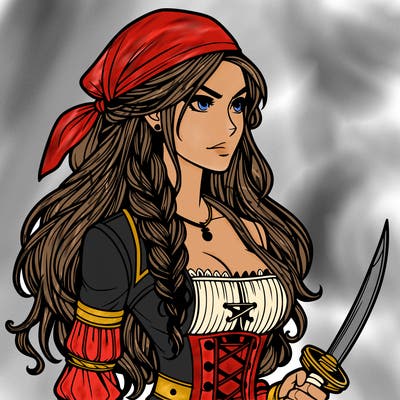 realistic female pirate with long hair