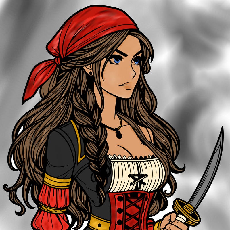 realistic female pirate with long hair