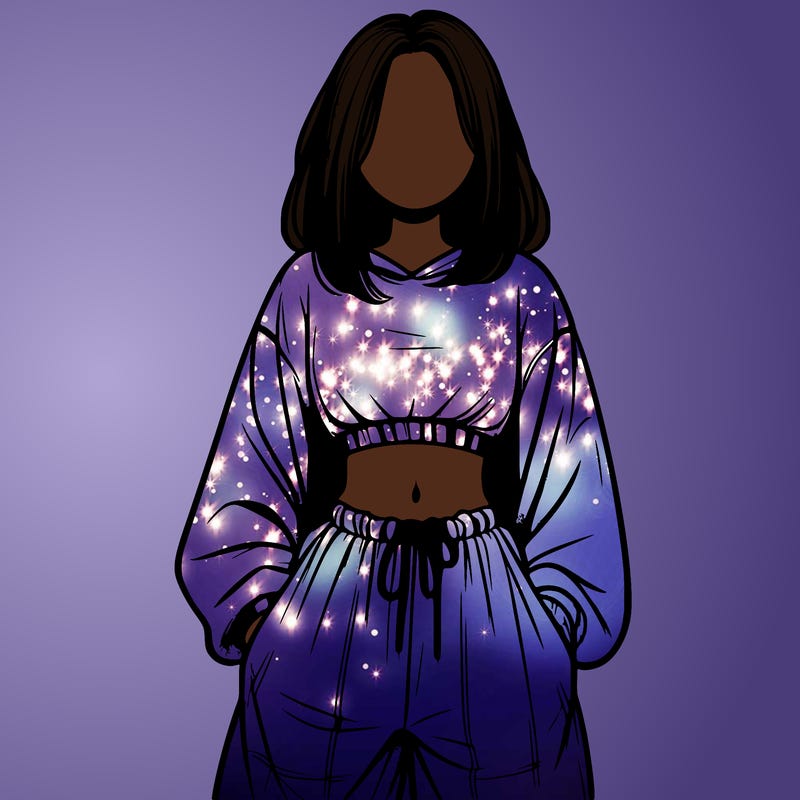 realistic girl faceless with baggy pants and a crop top