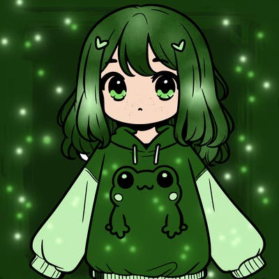 girl wearing frogging sweatshirt