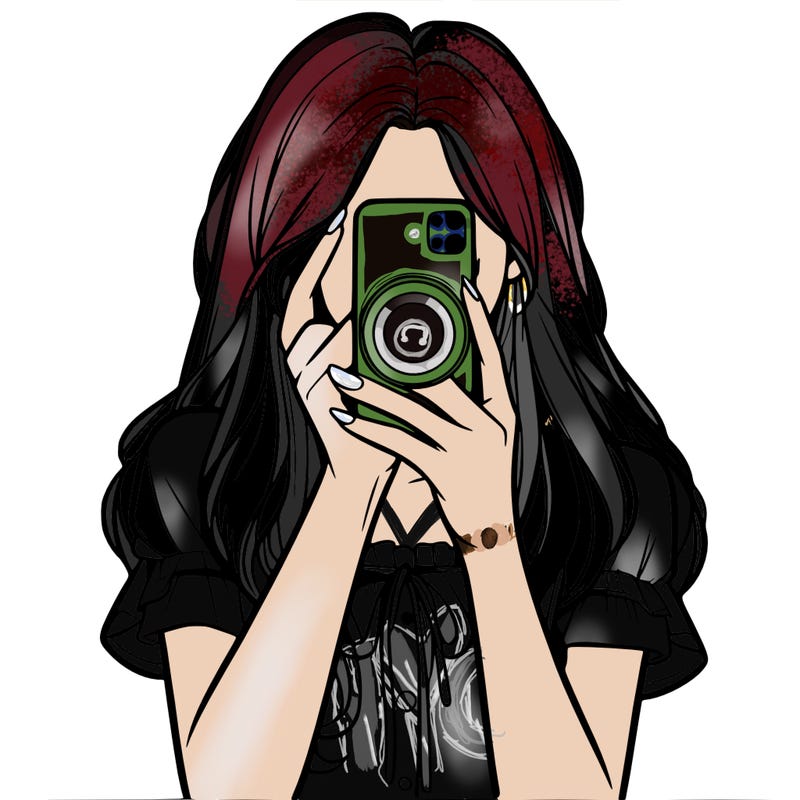 a realistic girl holding her phone taking pictures
