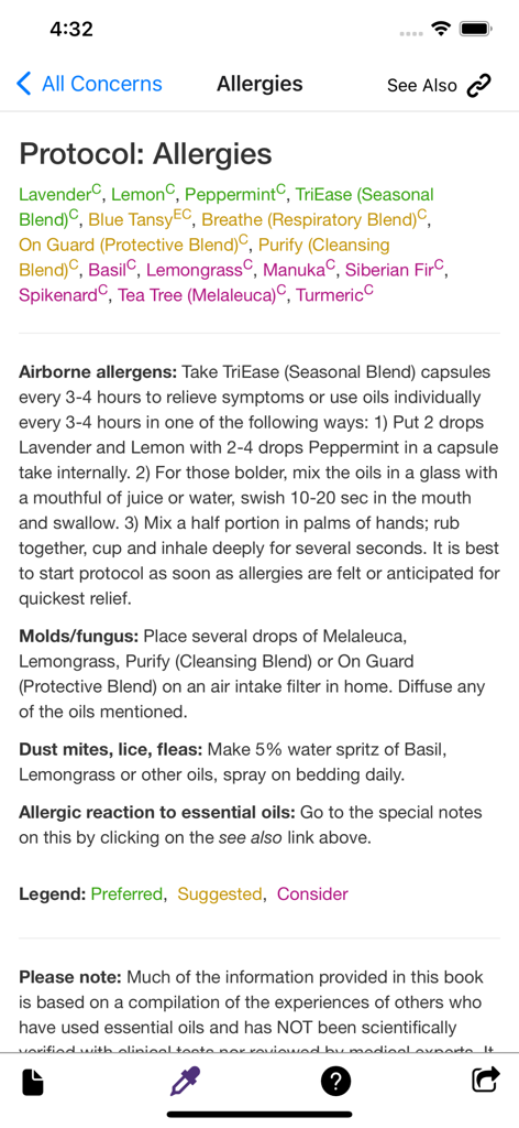 EoEbooks - Detailed protocol for treating allergies with essential oils in the EoEbooks app