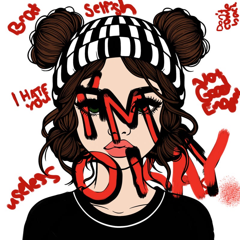 realistic girl with buns in her hair with a beanie on