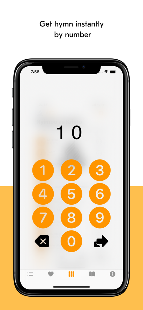 SDA Hymns - Numeric keypad interface for searching hymns by number in the SDA Hymns app