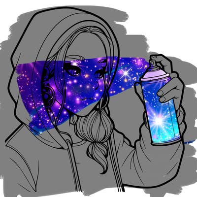 a realistic girl, spray painting