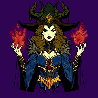realistic evil sorceress fantasy chaos