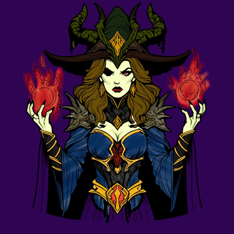 realistic evil sorceress fantasy chaos