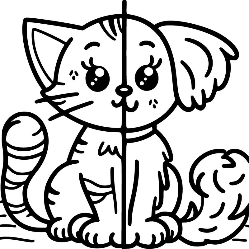 one side cat one side dog