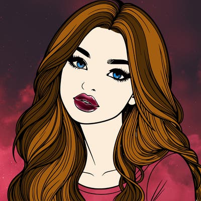 realistic girl with hair on her hair and lips