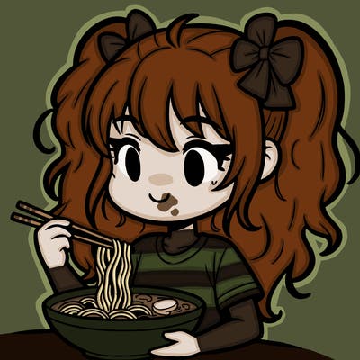 a girl eating ramen