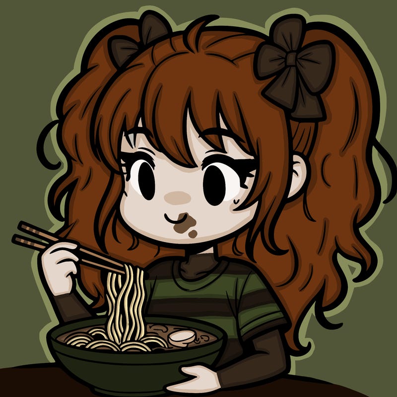 a girl eating ramen