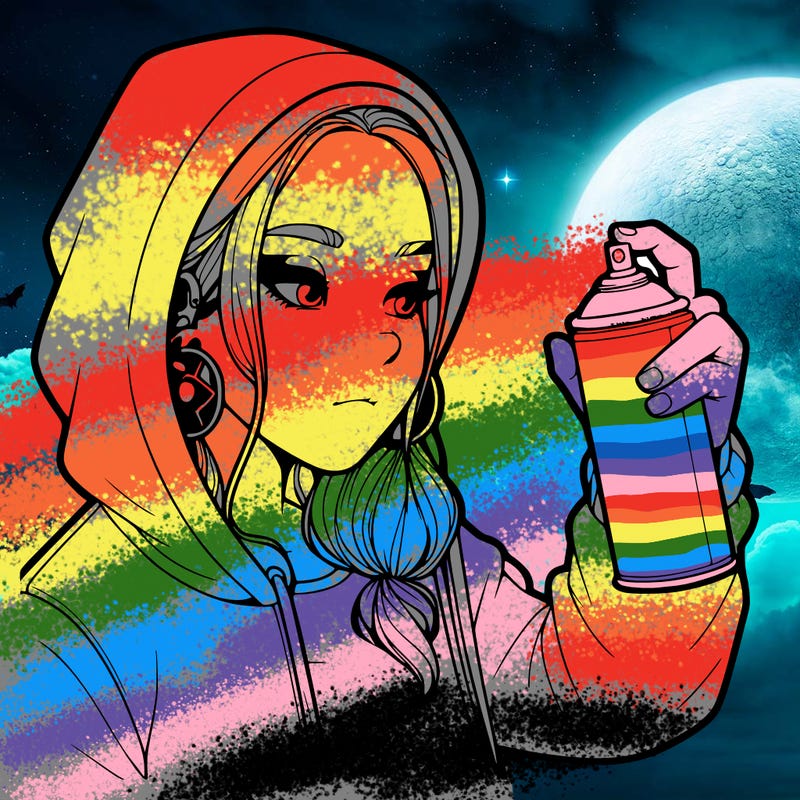 a realistic girl, spray painting