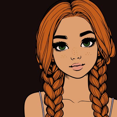 realistic girl with braids