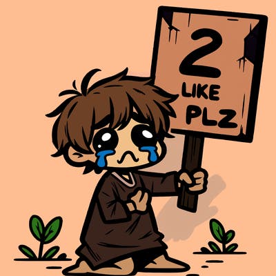 small poor toddler crying with sign that says 2 like plz