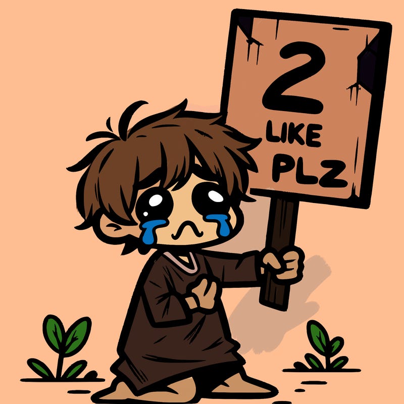 small poor toddler crying with sign that says 2 like plz