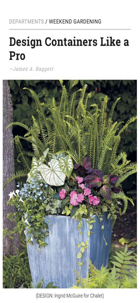Garden Gate Magazine - A professional container garden design featured in Garden Gate Magazine.