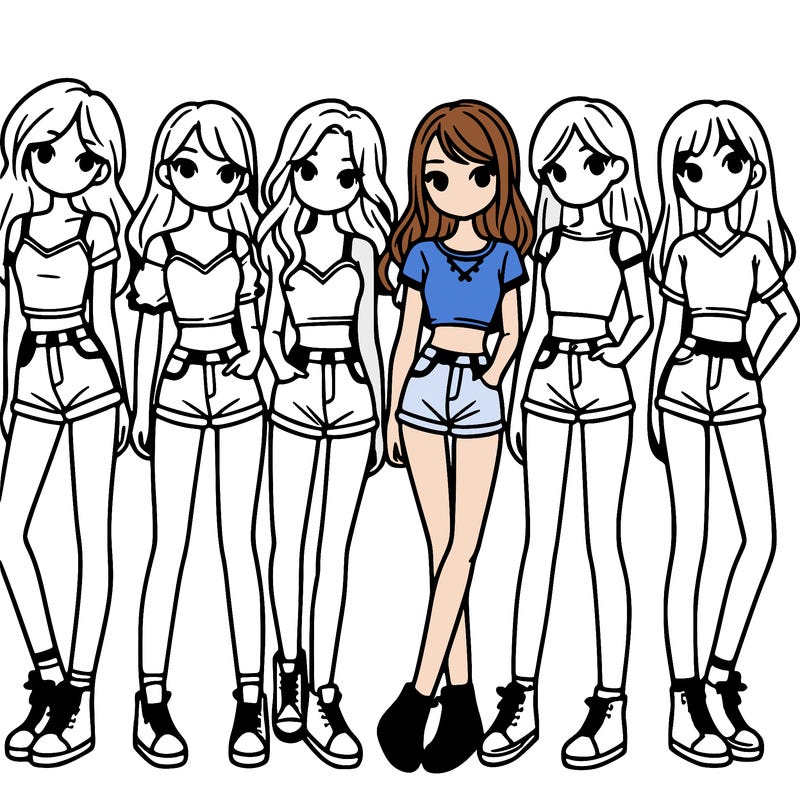 a group of girls wearing crop tops and shorts