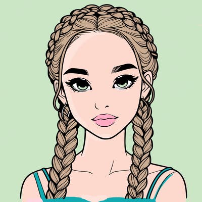 realistic girl with braids