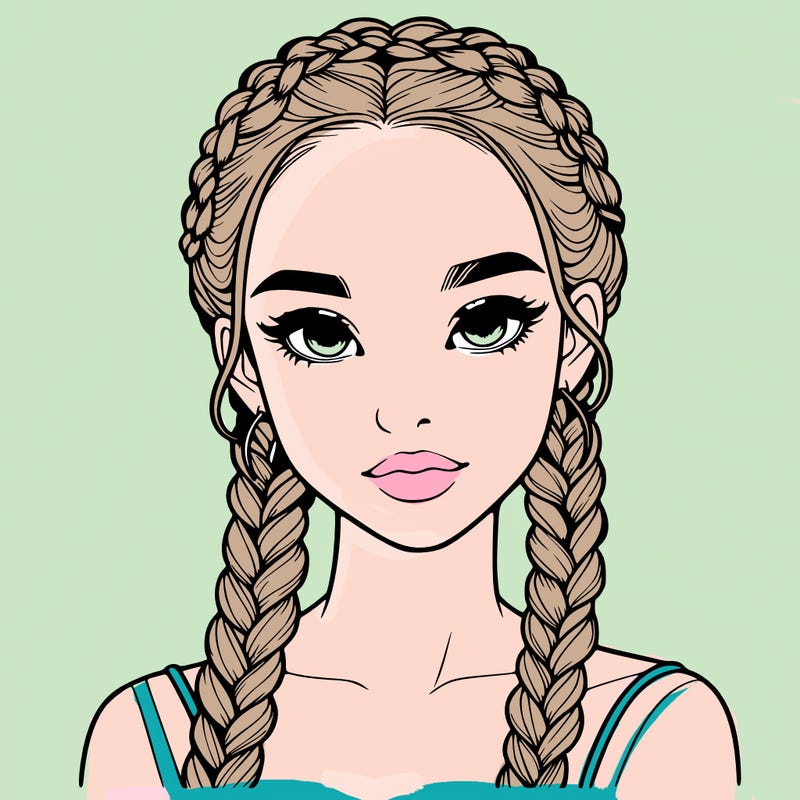 realistic girl with braids