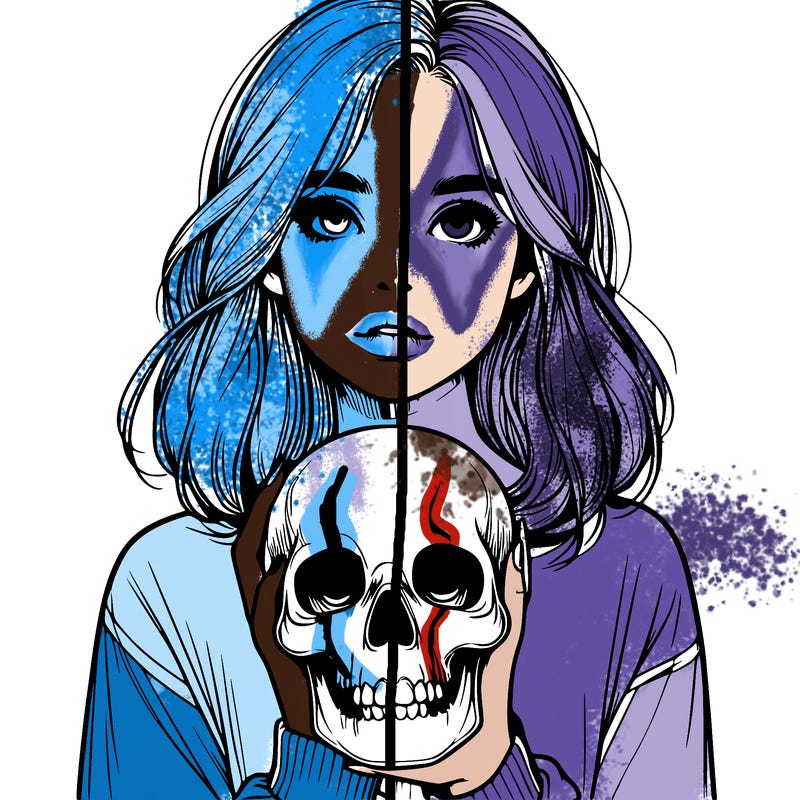 realistic girl holding a skull