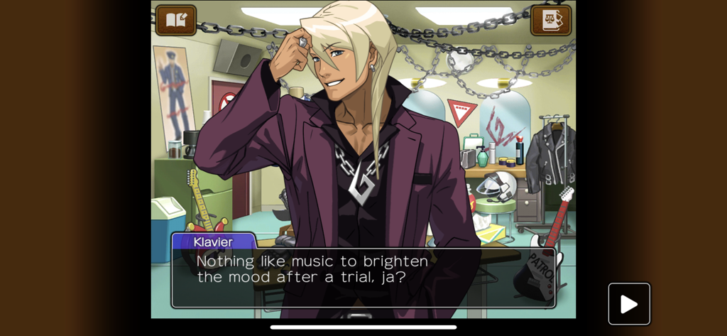 Klavier Gavin the rockstar prosecutor speaking in his dressing room